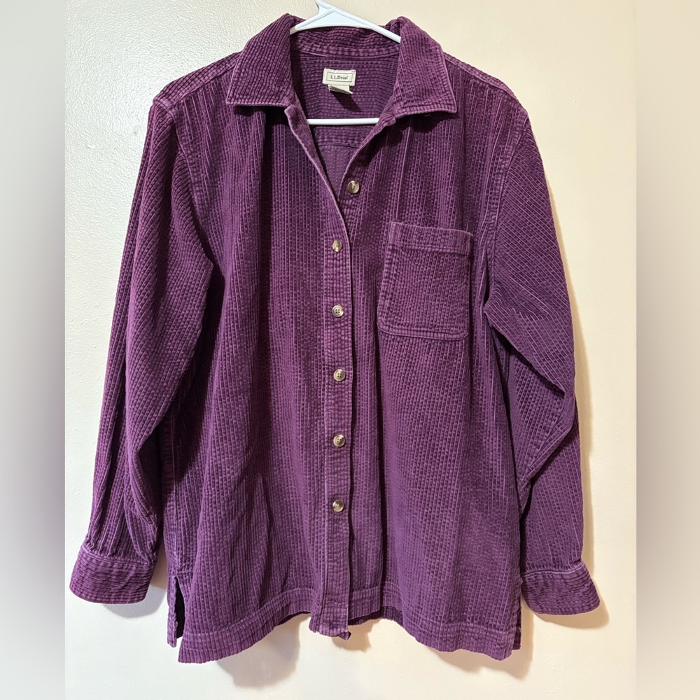 Vintage L.L. Bean Women's Purple Corduroy Top size Large